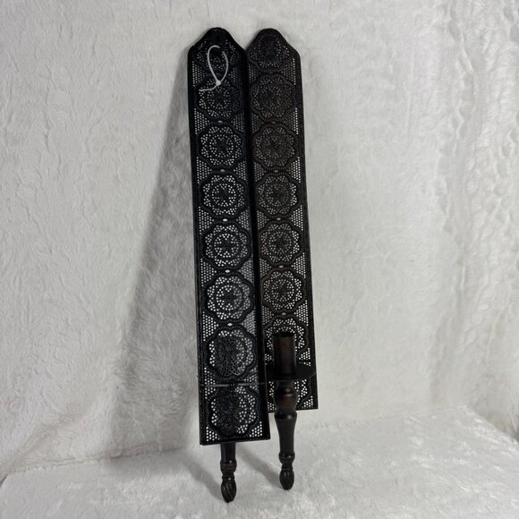 Copper Floral Iron Wall Sconce Candle Holders Set Of Two - Picture 5 of 8